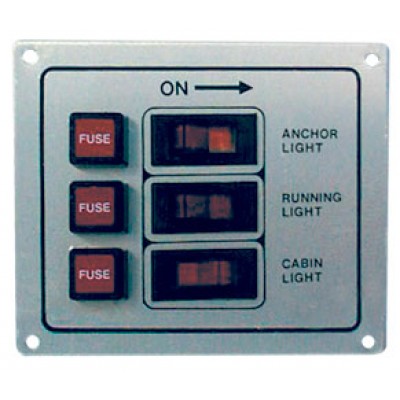 Панель выключателей с предохранителями, 3 клавиши, белая