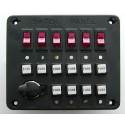Панель выключателей c 6 клавишами, 10 предохранителями и гнездом под малый штекер