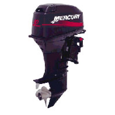 Лодочный мотор «Mercury 30M» с дейдвудом 381 мм, ручным запуском  и румпельным управлением.