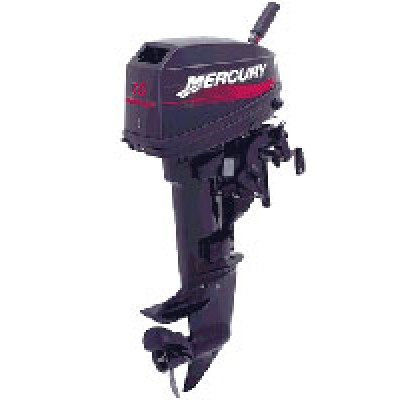 Лодочный мотор «Mercury 15M» с дейдвудом 381 мм, румпельным управлением и ручным запуском.