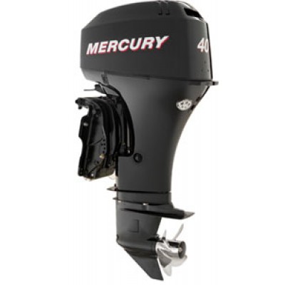Лодочный мотор «Mercury F40EPT EFI» с дейдвудом 508 мм, электрическим запуском и дистанционным управлением, и электрогидравлической системой изменения угла наклона.