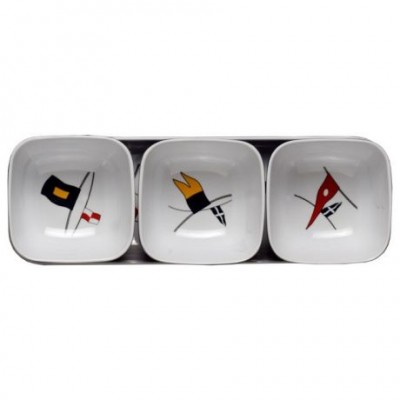 Набор &laquo;Regata&raquo; (3 миски + поднос), 26,8х9 см