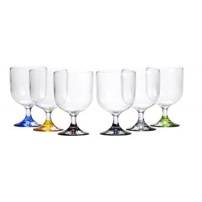 Прозрачные бокалы &laquo;Party&raquo;, цветные ножки, 7х11,2 см, 6 шт