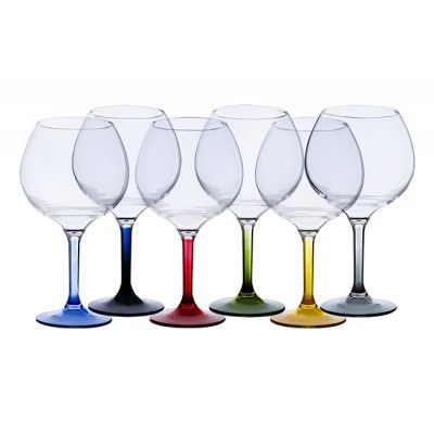 Прозрачные бокалы &laquo;Party&raquo;, цветные ножки, 8х20,5 см, 6 шт