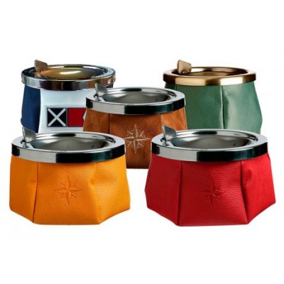 Пепельница нескользящая, желтая, нержавеющая сталь и кожа