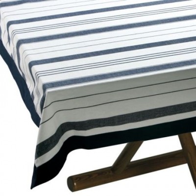 Скатерть хлопковая, белая с синим, 115х100 см