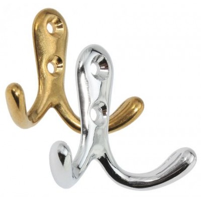 Крюк двойной, 40х38 мм, хромированная латунь