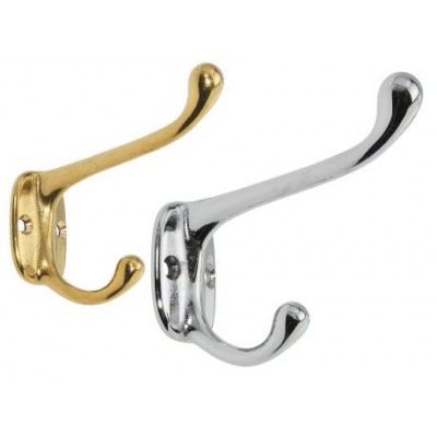 Крюк двойной, 70х80 мм, полированная латунь