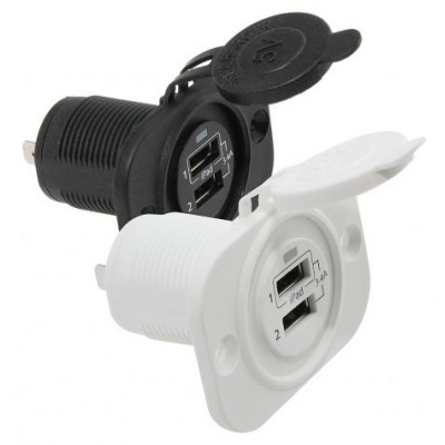 Гнездо зарядное 2хUSB, черное